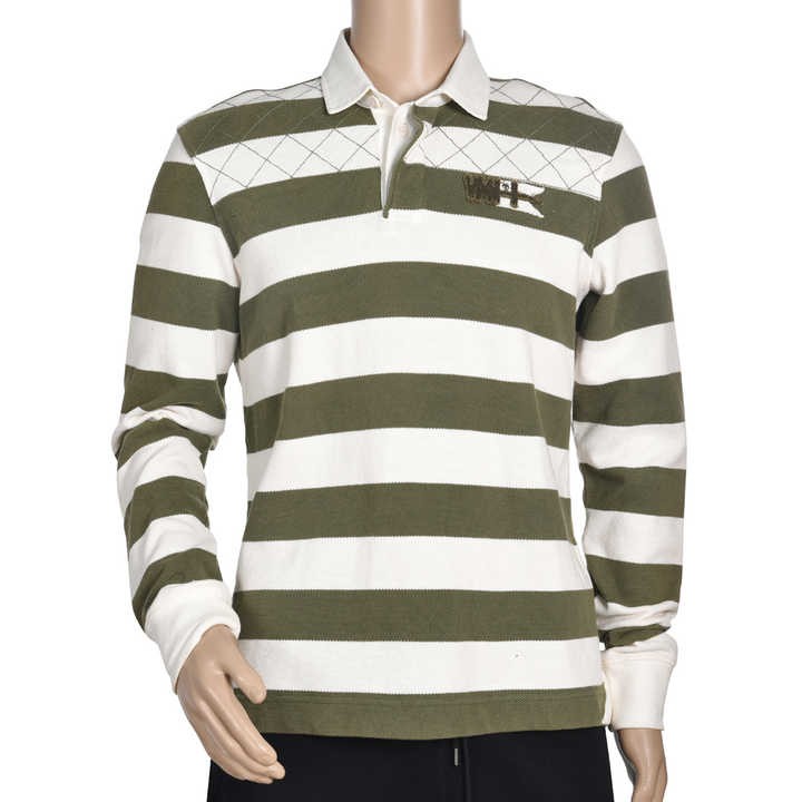 Custom 100% Cotton Spring Striped Three-color Long-sleeved Polo Shirt Retro Loose Couples Shirt Men's clothing